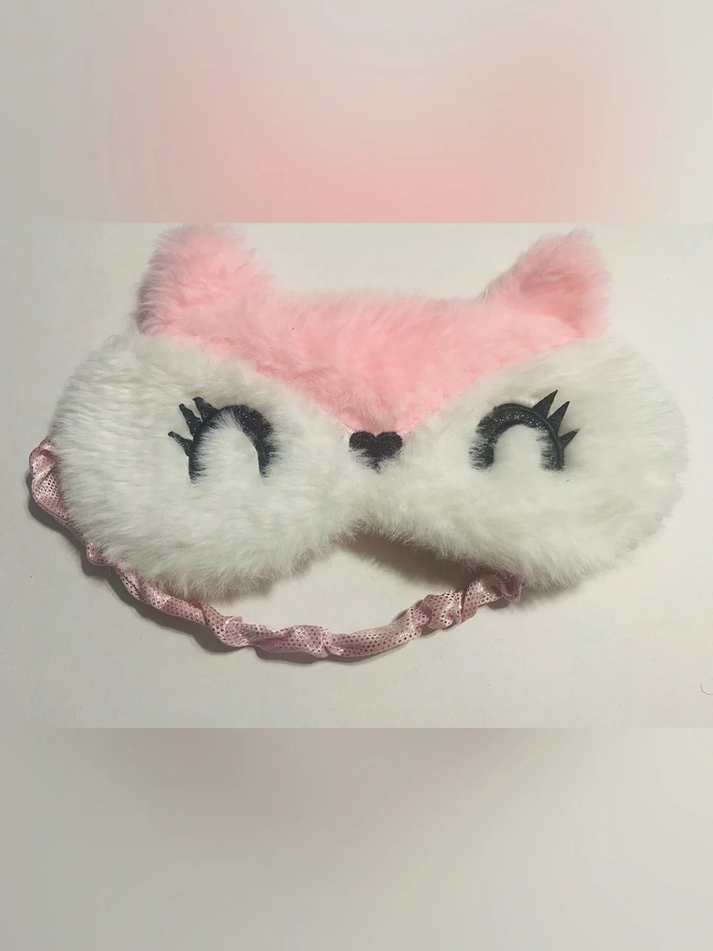 Kids Pink & White Fox Sleep Mask - Cute Touch Detail